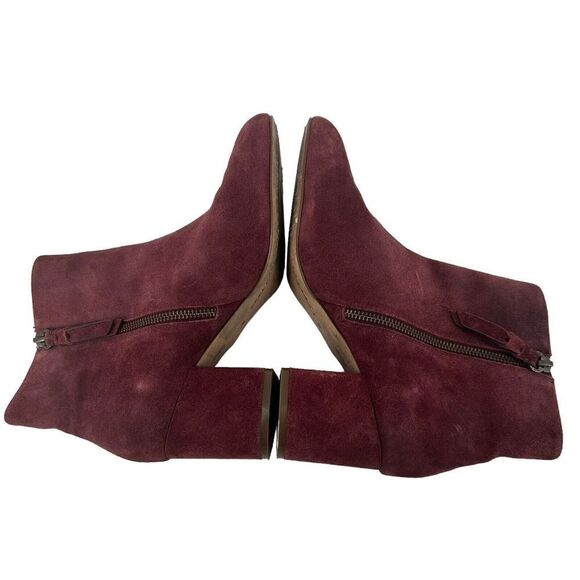 Splendid Ankle Boots Red Suede Leather Size 8.5 Side Zip Almond Toe Medium Heel - Picture 3 of 11